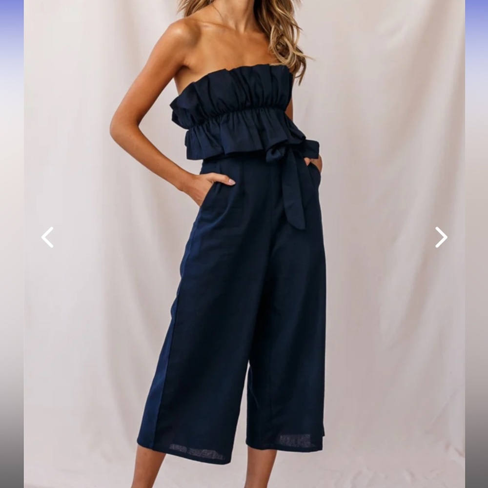 Abercrombie & Fitch Linen Jumpsuit in Navy